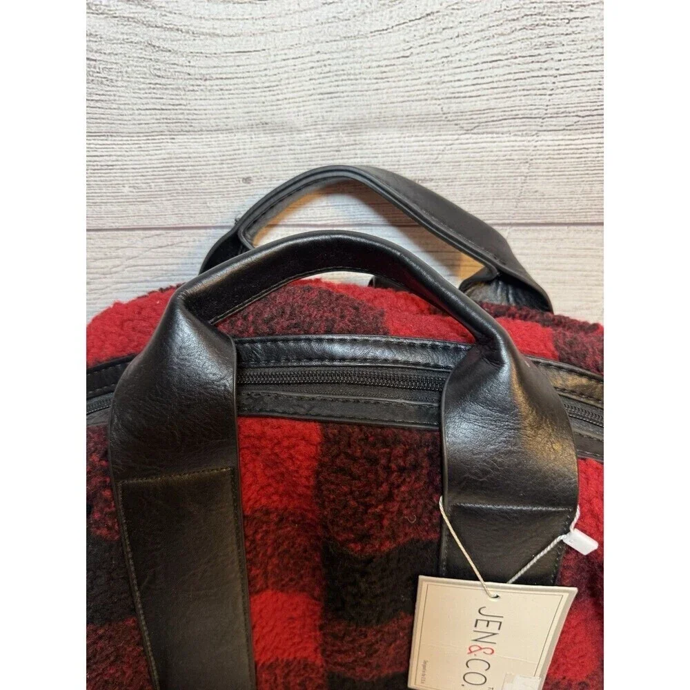Jen & Co. HATTIE Sherpa Guitar Backpack In Red Black